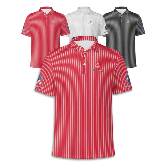 KHS - Striped Polo Shirt, Red/White/Black