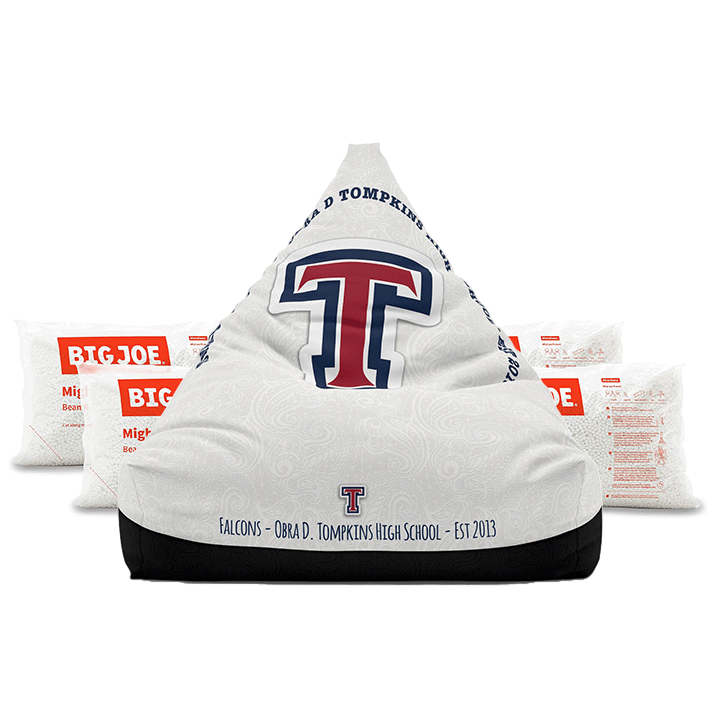 OTHS - Bean Bag Chair & Filling, White/Circle Text