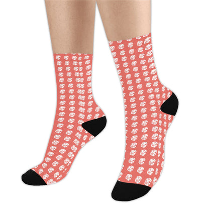 KHS - Crew Socks, Coral/White, Adult