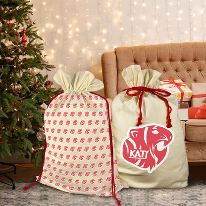 KHS - Christmas Gift Bag, Tiger Logo Santa Claus Drawstring Bags 21"x32" (Two Sides Printing)