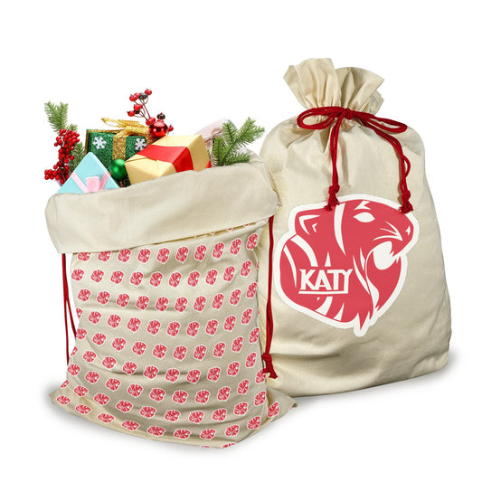 KHS - Christmas Gift Bag, Tiger Logo Santa Claus Drawstring Bags 21"x32" (Two Sides Printing)