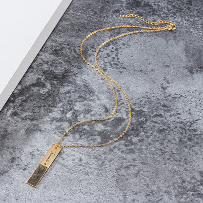 Rectangular Simple Handwritten Signature Engraved Necklace