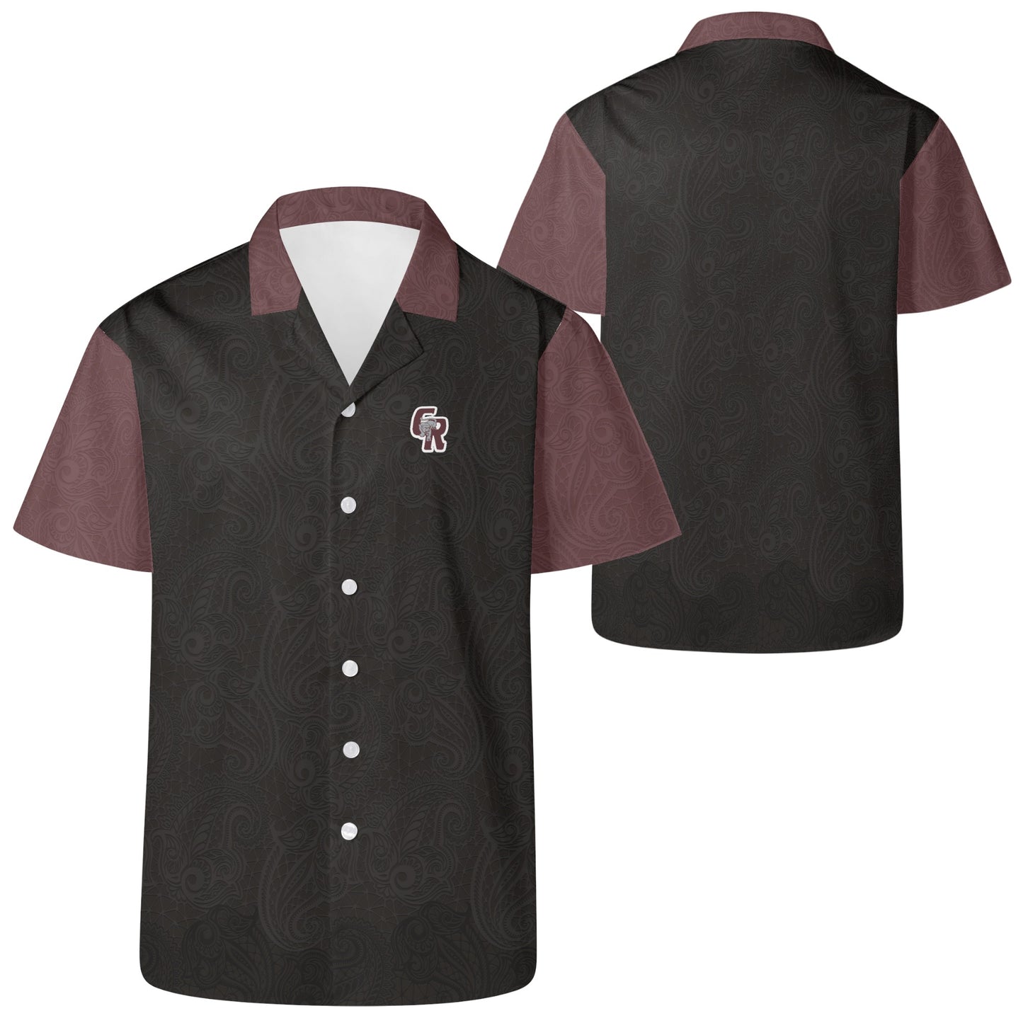 CRHS - Hawaiian Casual Shirt, Black/Maroon