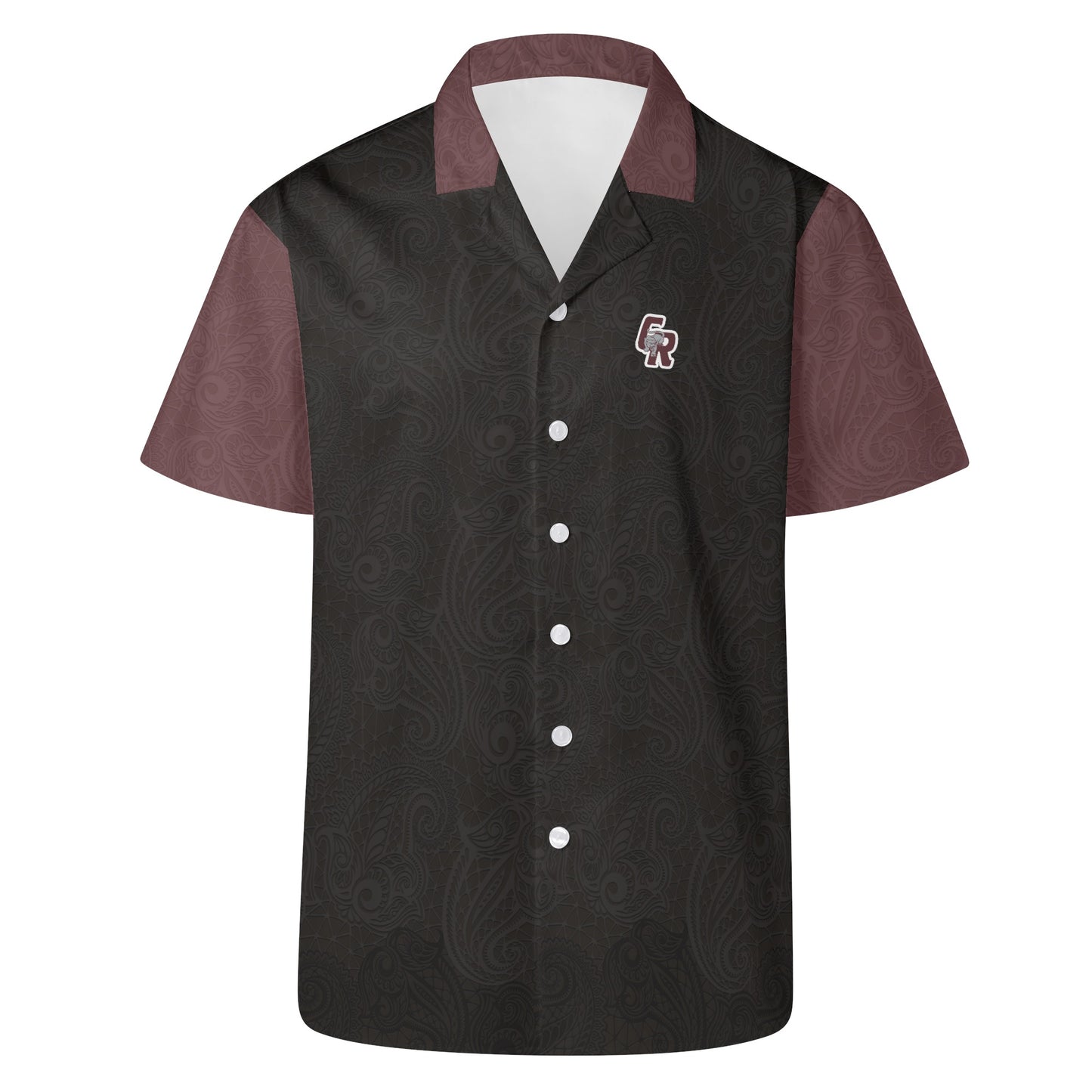 CRHS - Hawaiian Casual Shirt, Black/Maroon