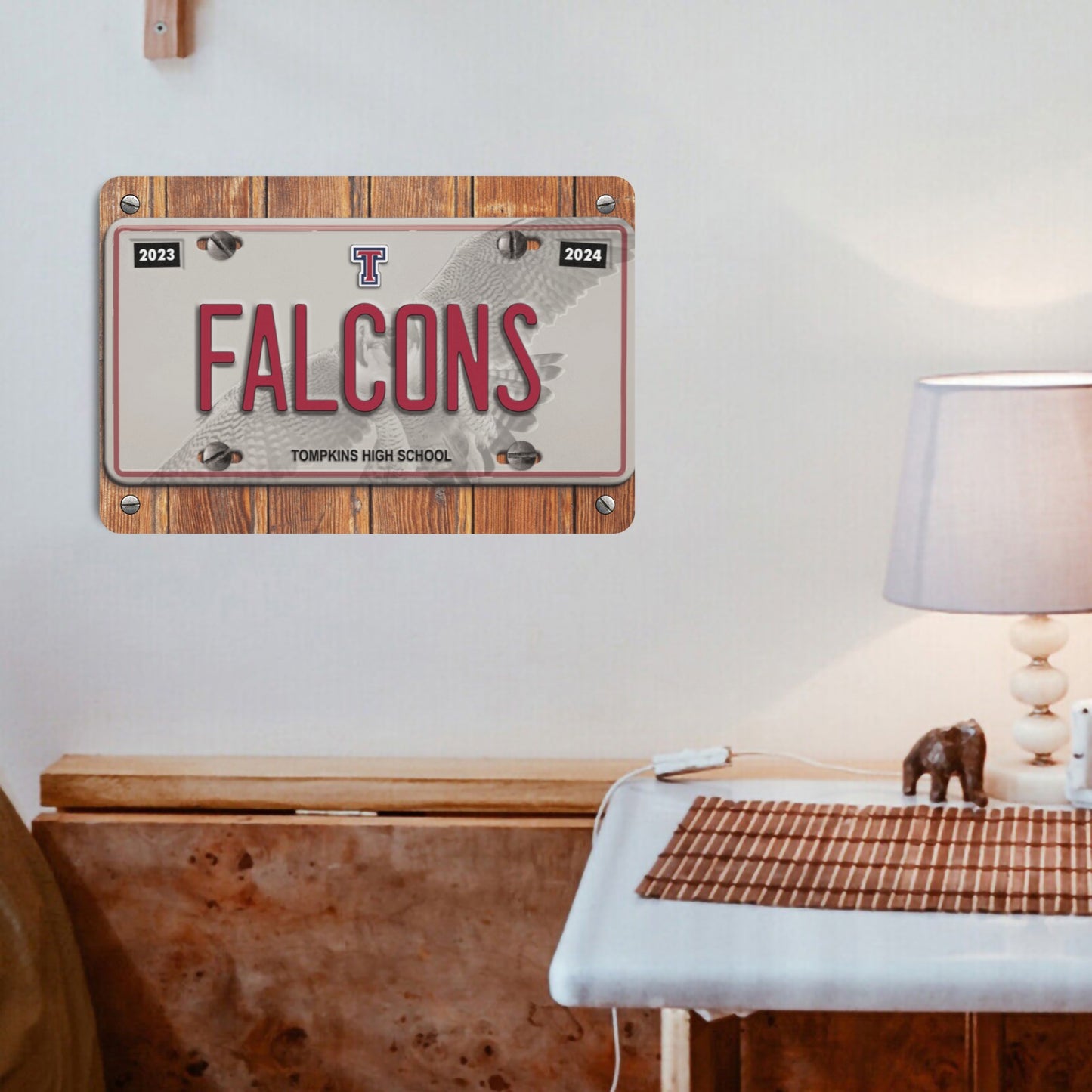 OTHS - FALCONS LICENSE PLATE 8x12 SIGN, FENCE WOOD Metal Tin Sign 12"x8"(Made in USA)