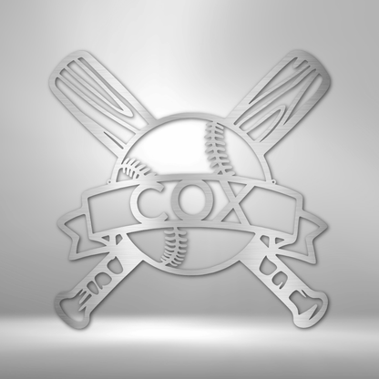 Baseball/Softball - Bat & Ball Metal Sign